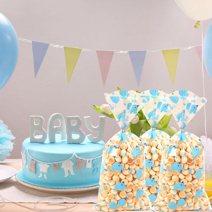 100 Pcs Star Printed 5"X 7" Gift Wrap Cello Cellophane Treat Bags Party Favor bags Clear Candy Cookie Bag Plastic Poly Goodie Storage Bag with Twist Ties for Bakery,Birthday, Wedding ,Party Decorations (Gold)