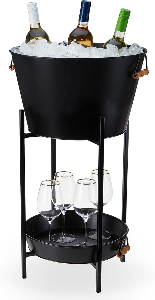 Twine Cheers Beverage Tub, Galvanized Tubs for Entertaining, Drink Buckets for Parties, Large Ice Tub and Gift Basket, Beer Buckets, Cream, 6.3 Gallons Set of 1