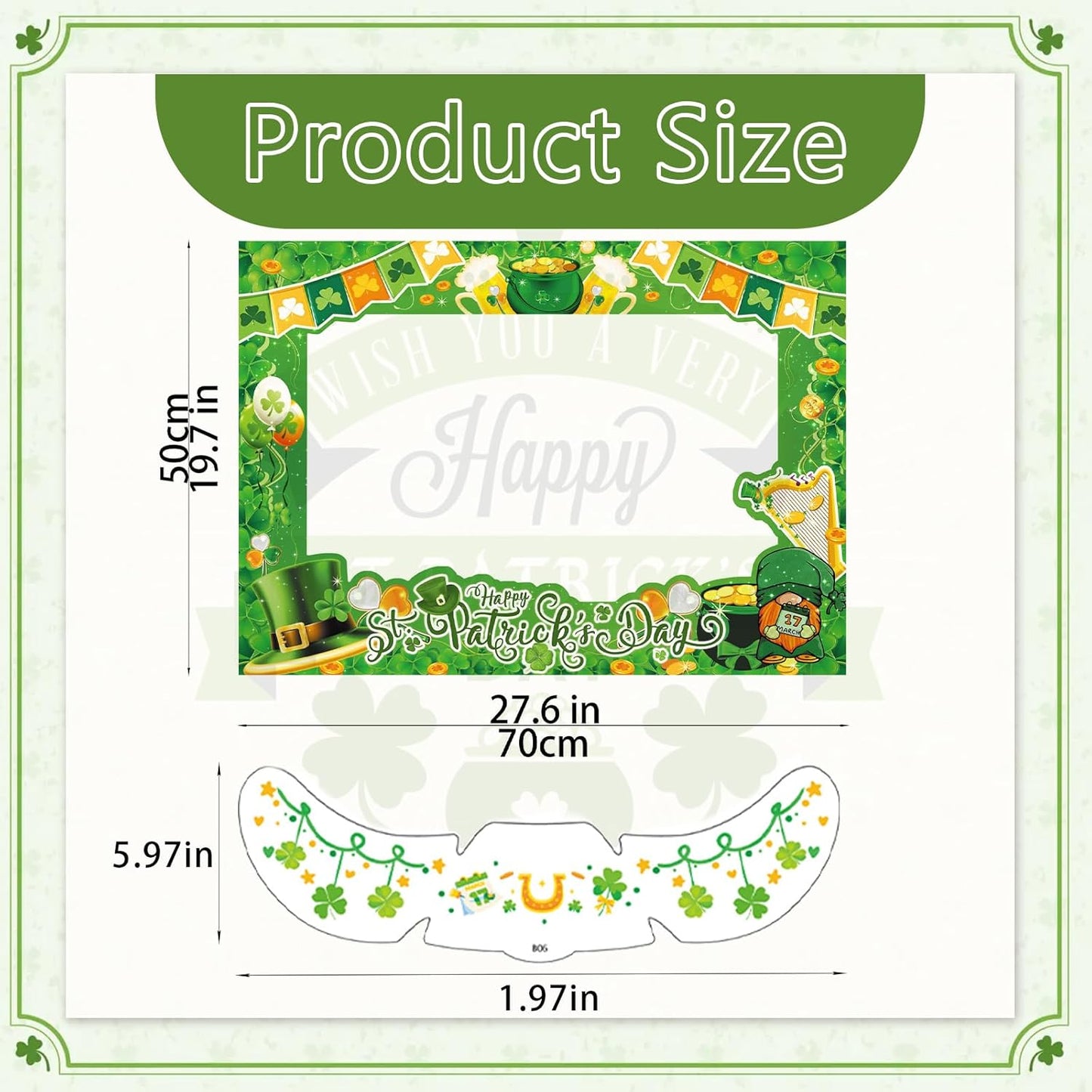 47 PCS St Patrick's Day Photo Booth Props Kit - Funny Couple Handheld Frames & Selfie Decorations for Party (34 Props, 12 Tattoos & Handheld Frame