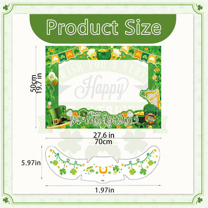 47 PCS St Patrick's Day Photo Booth Props Kit - Funny Couple Handheld Frames & Selfie Decorations for Party (34 Props, 12 Tattoos & Handheld Frame