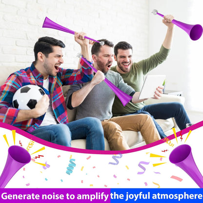 Collapsible Stadium Horn 24 Inch Vuvuzela Plastic Trumpet Blow Horns Noise makers for Sporting Events School Sports Football Games Party Supplies Favors Accessories (Black)