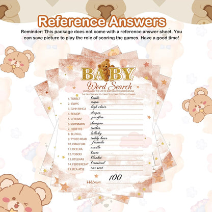 Yinder 145 Pcs Baby Shower Games Activities Cards with 20 Pencils Includes Baby Bingo Description and Wishes Guess Who Price is Right Word Scramble Game(Here Comes the Son)