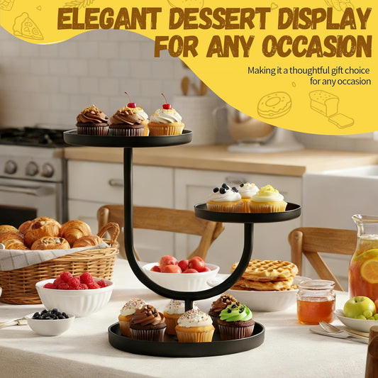 Cake Stand Rustic Industrial Wood Round Cupcake Stands Cake Stand Set of 3 Dessert Table Display Set Serving Tray Decoration for Birthday Celebration Party Baby Shower
