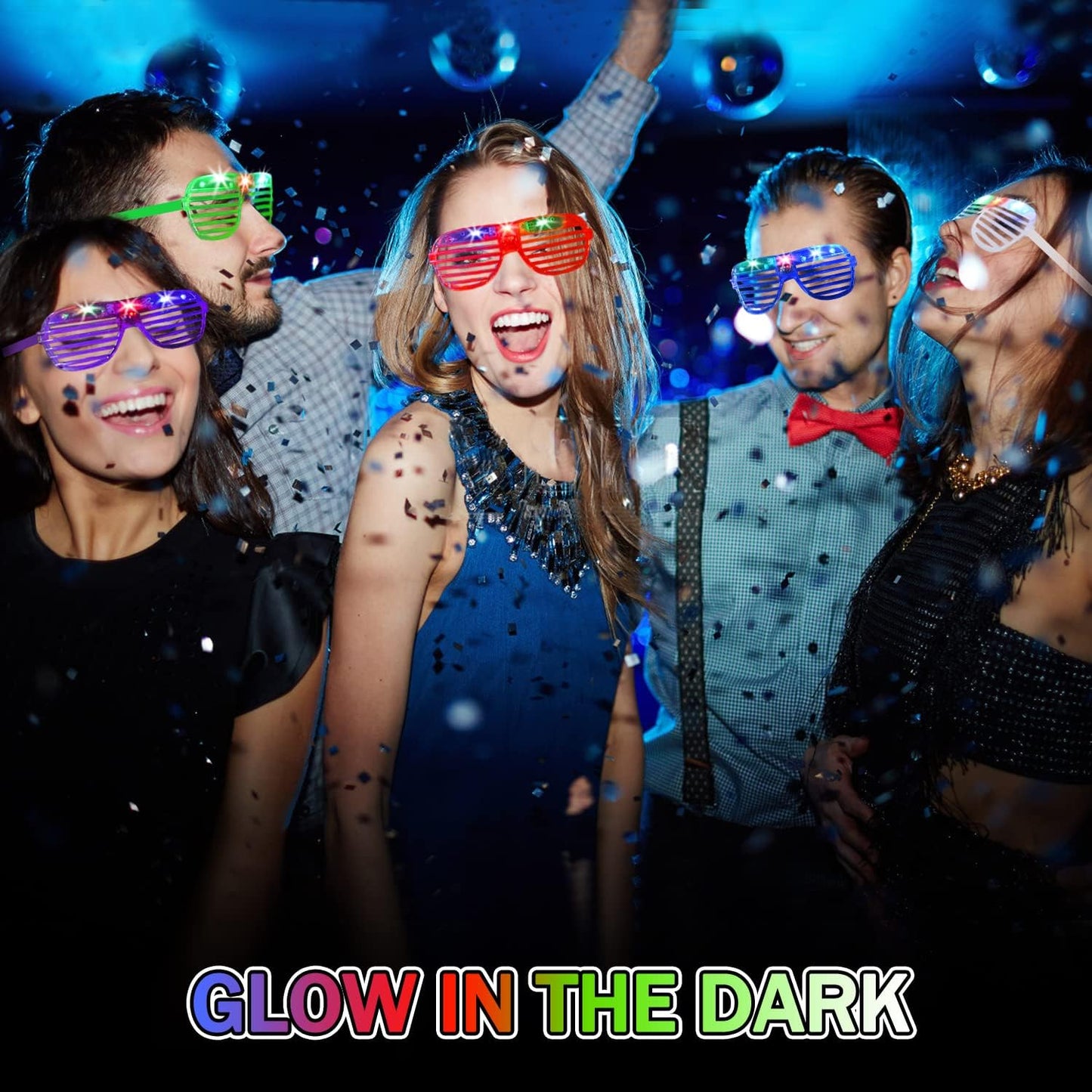62 Pcs LED Light Up Party Favors 12 Glow Glasses with 50 Glow Sticks Necklaces Bracelets Bulk Light Up Toys for Christmas Easter 4th of July Party Favors Neon Carnival