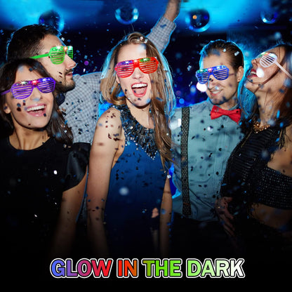 62 Pcs LED Light Up Party Favors 12 Glow Glasses with 50 Glow Sticks Necklaces Bracelets Bulk Light Up Toys for Christmas Easter 4th of July Party Favors Neon Carnival