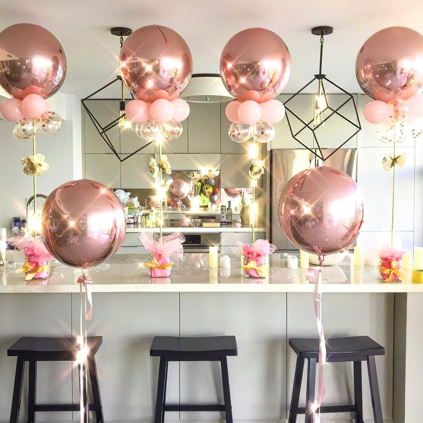 PartyWoo Metallic Gold Foil Balloons 20pcs Different Sizes Pack of 22 15 10 Inch Large Round Foil 4D Inflatable Mirror Ball Mylar Balloons for Graduation Birthday Baby Shower Party Decorations