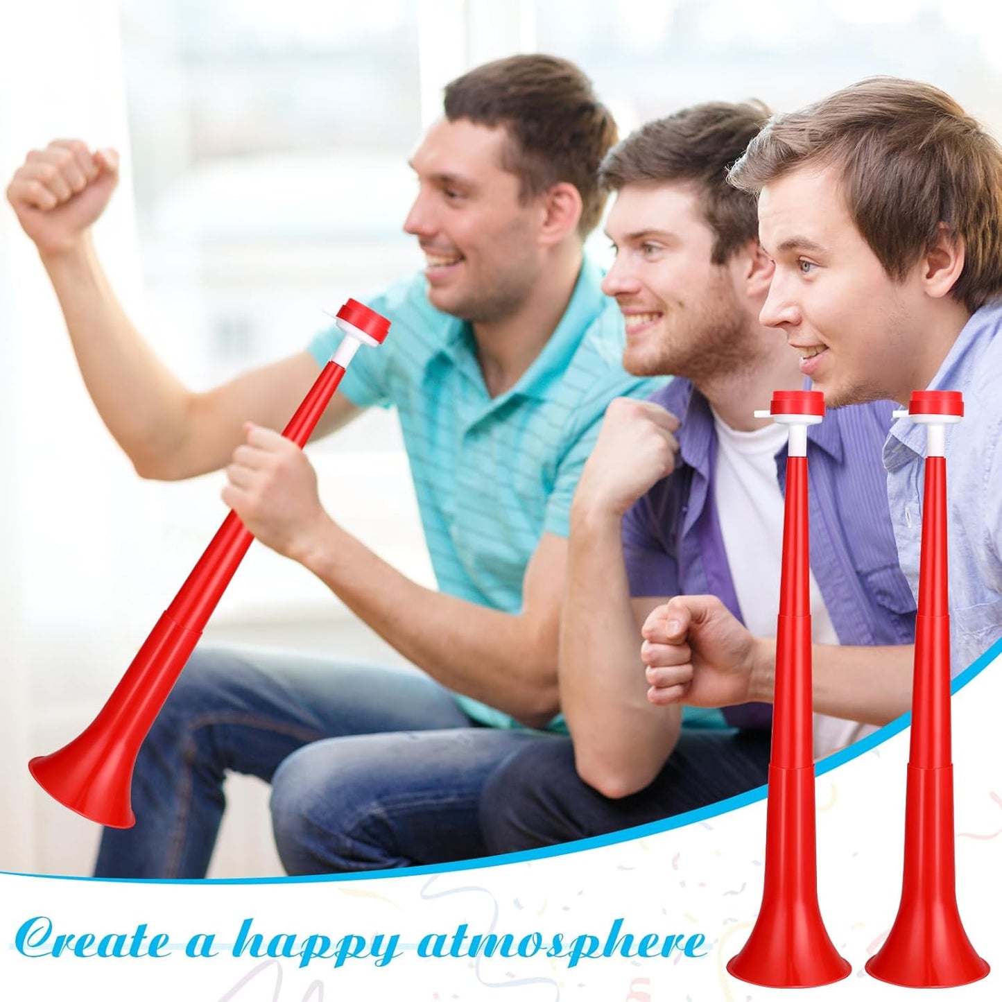 2 Pcs Stadium Horn for Adult, 21 Inch Vuvuzela Plastic Collapsible Cheering Trumpets for Sporting Events Football Carnival Party (Blue)