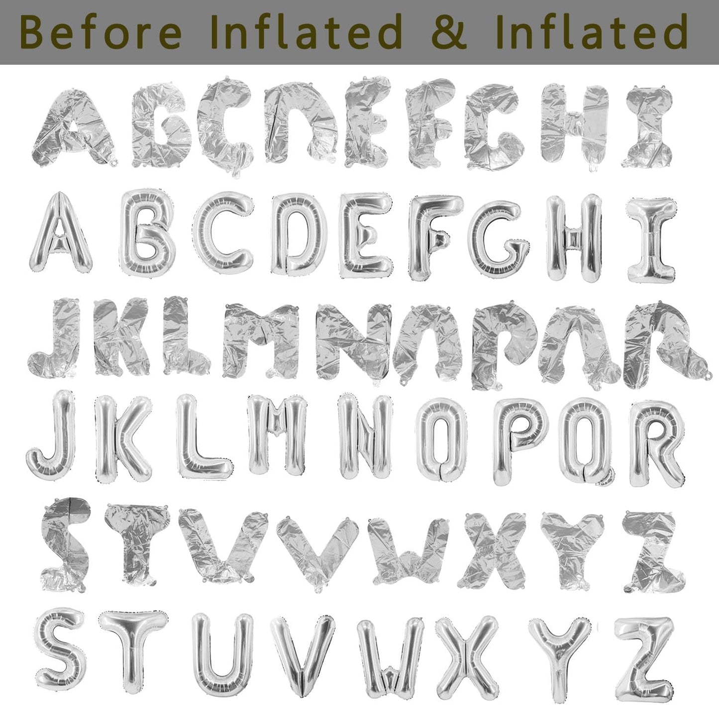 52 Pcs Gold Letter Balloons Foil Alphabet A to Z Balloons Personalized Phrase Banner for Birthday Shower Wedding Party Supplies Custom Balloon Decor 16 Inch
