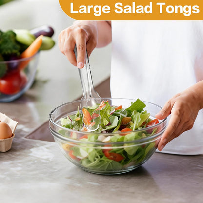 Mwellewm 24 Pc Plastic Tongs for Serving 9 Inch Bulk Reusable or Disposable Tongs Heavy Duty Hard Serving Utensils Set Large Salad Tong for Kitchen Party Food Buffet Appetizer BBQ Event Catering Black