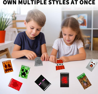48-Piece Pixel-Style Party Gift Set – 24 Mini Spiral Notebooks and 24 Patterned Pencils, Perfect for Birthday Gift Bags, Class Rewards, School Gifts (48 pieces)
