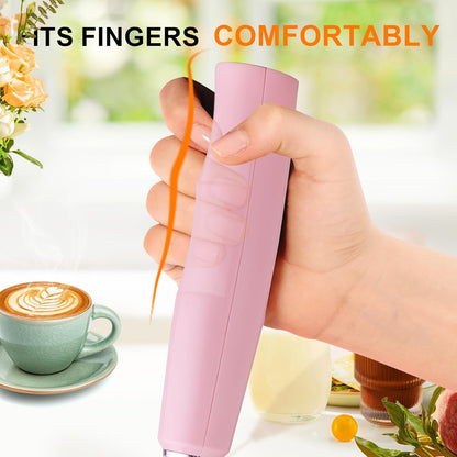 YUSWKO Black Handheld Milk Frother Wand for Coffee, Rechargeable Electric Whisk with 3 Heads 3 Speeds Drink Mixer Coffee Frother For Latte, Cappuccino, Hot Chocolate, Egg