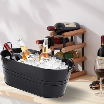 3 PCS 15.3 x 9 x 6 inches White Metal Galvanized Tub with Iron Handles, 3 Gallon Beverage Tubs for Parties, Large Ice Buckets for Beer, Wine, Cocktails & Outdoor Events