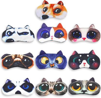 Tphon Sleep Mask for Adult Kids Boys Girls Funny Blindfolds Soft Cute Animal Sleeping Masks with Adjustable Strap for Travel Naps Shift Works Games