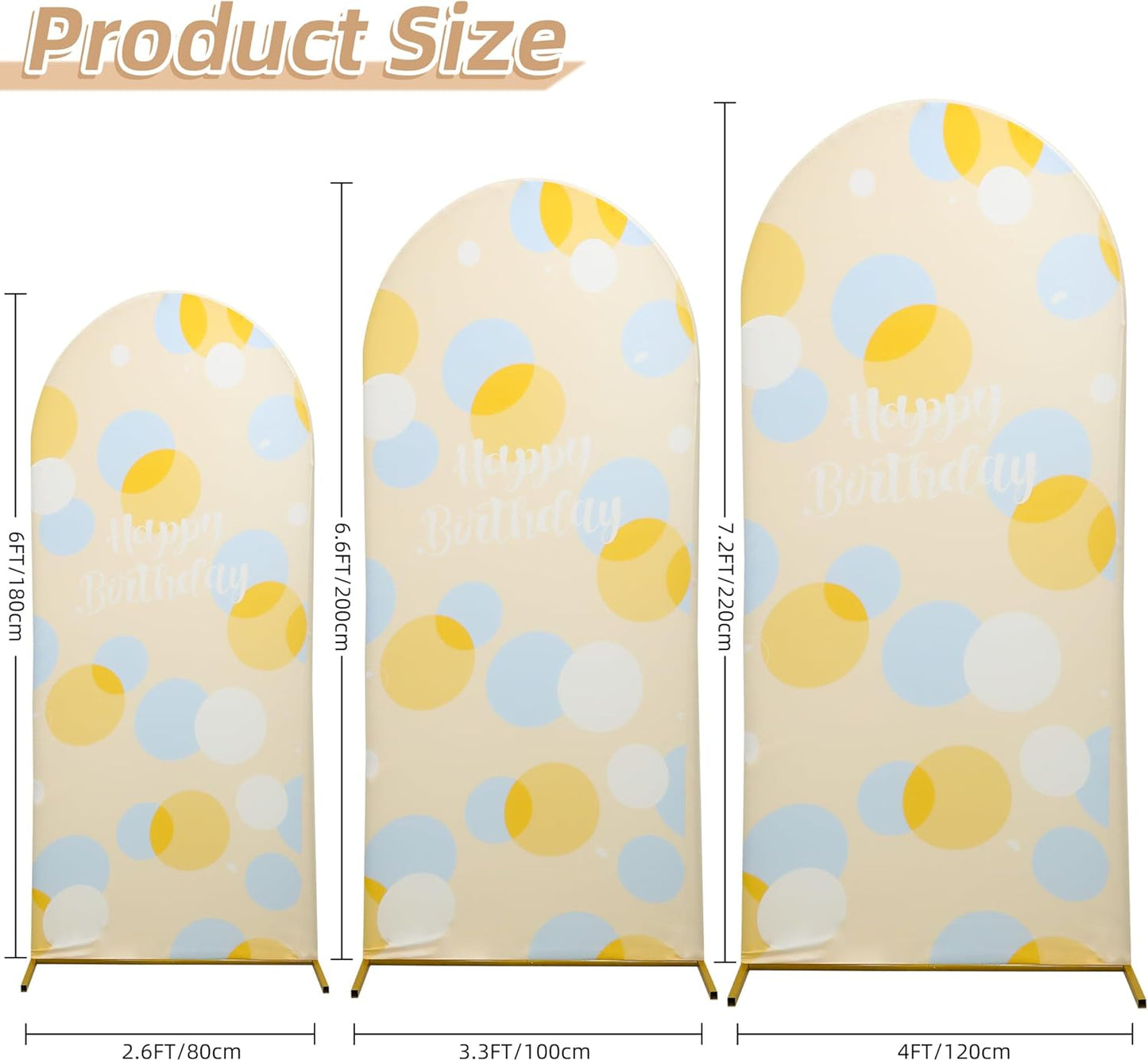 3-Piece Arch Cover Bundle – 7.2FT, 6.6FT & 6FT Stretch Spandex Backdrop Set – Wedding, Birthday & Photo Booth Arch Covers for Every Event