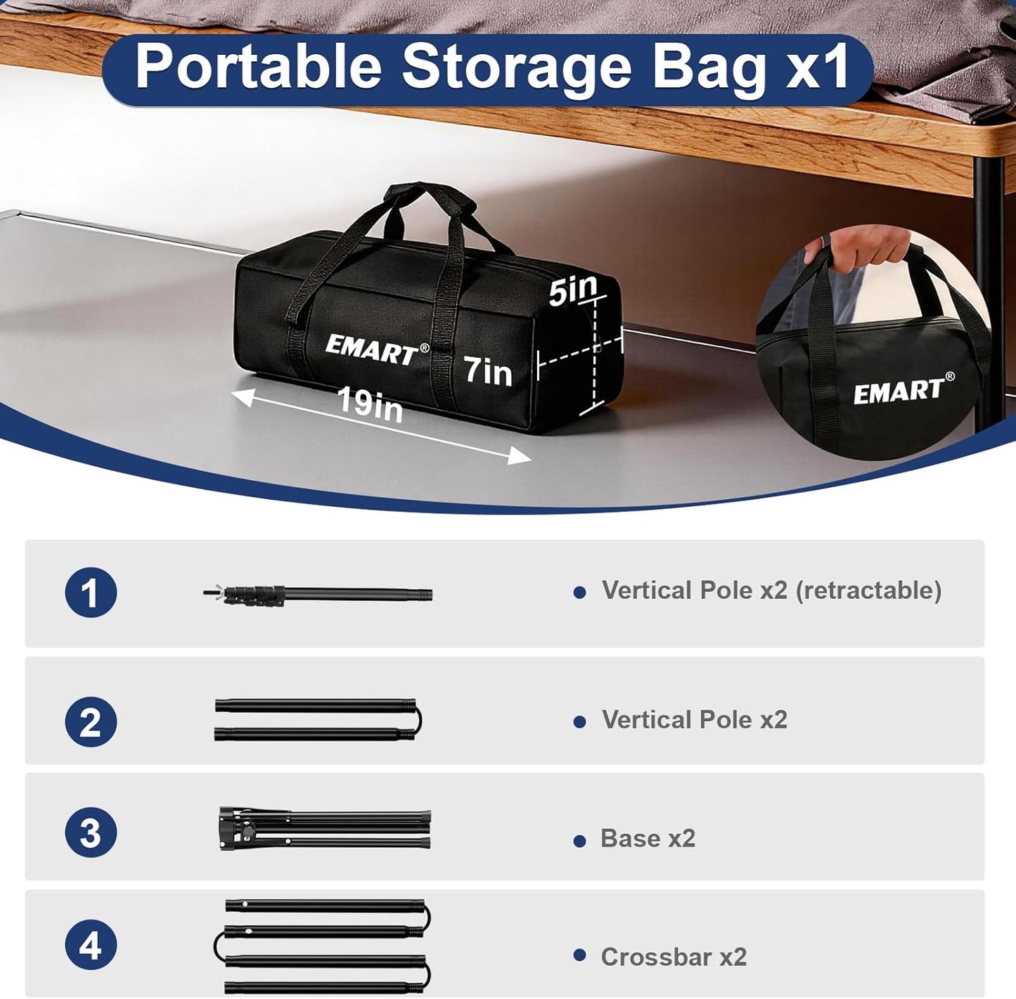 EMART 3-in-1 Backdrop Stand Kit 10x8 ft for Photography Studio, T-Shape Banner Back Drop Stand for Party, Wedding, Dectoration, Background Stand for Photo Video Studio with Carry Bag, 8 Clamps
