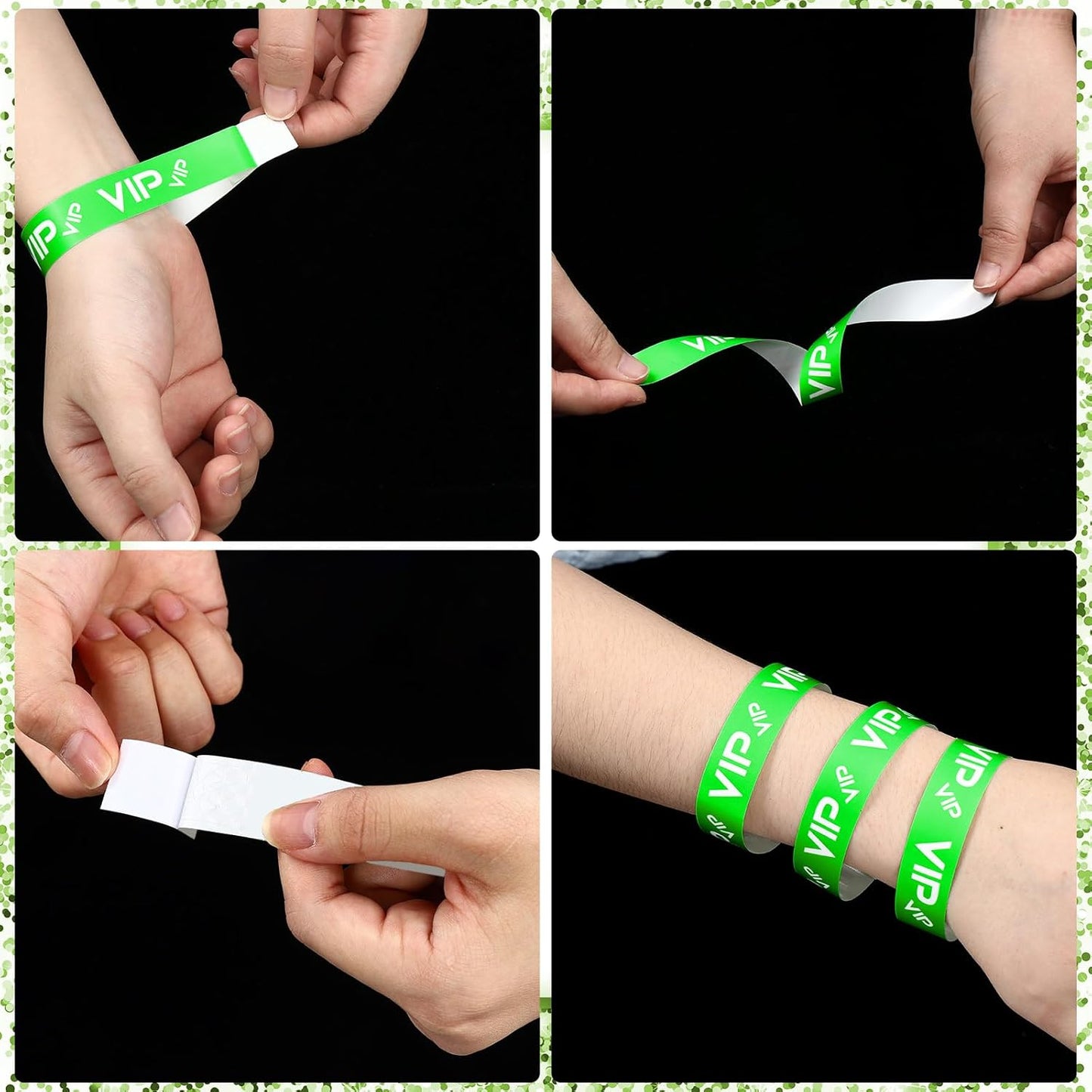 Teling 500 Pack VIP Plastic Wristbands Bracelets Party for Events VIP Custom Wristbands Plastic Bracelets Tear proof Waterproof Wrist Bands Arm Bands for Events Concerts