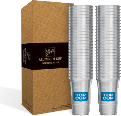 Top Cup – 16 Ounce, 30 Count, Reusable Aluminum Party Cups | Cold-Holding, Recyclable, Made in USA