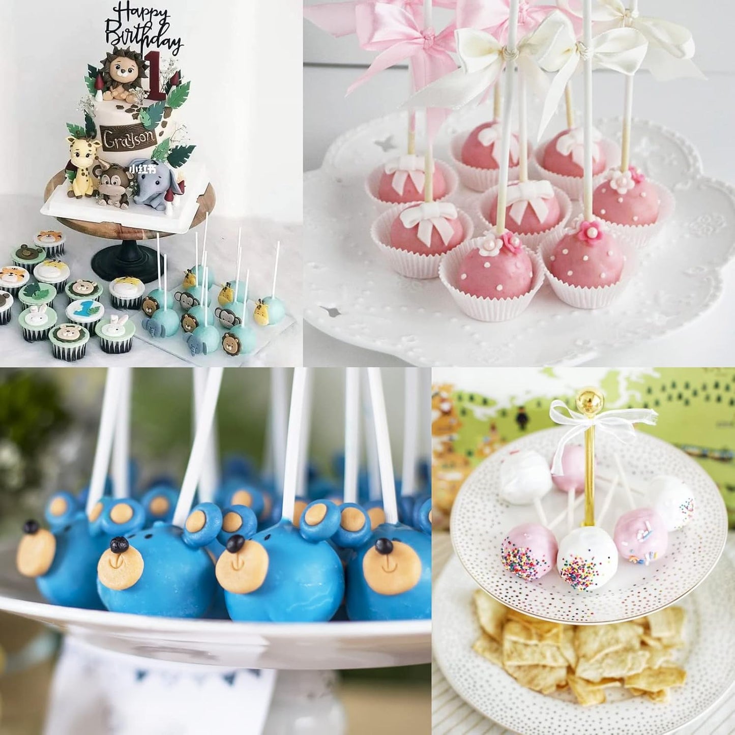 600 Pcs Cake Pop Sticks and Wrappers Kit, Including 6 Inch Paper Lollipop Sticks，4 x 6 Inches Clear Candy Treat Bags, Plastic Cake Pop Bags and Gold Twist Ties Chocolate Pops Making Accessories