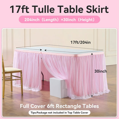 72inch Champagne Gold Tulle Table Skirts for Rectangle Round Tables, Gold Grim Ruffle Tulle Tutu Cloth Table Skirt 6ft for Wedding Birthday Party Cake Dessert Decor(No Top Cover)