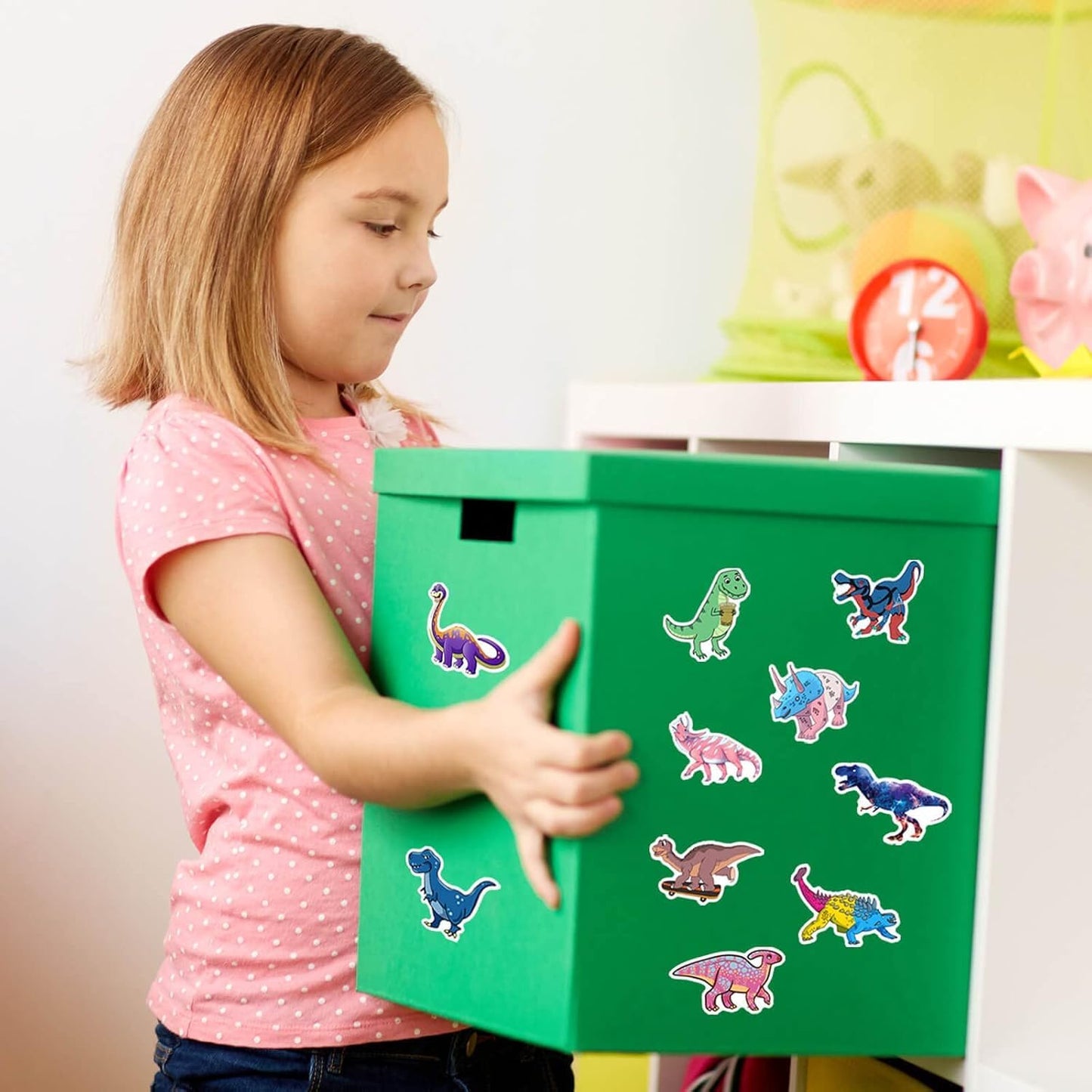 100PCS Dinosaur Stickers, Cute Waterproof Cartoon Stickers for Kids, Teaching Rewards, Dino Party Favourites, Stocking Stuffers for Kids Boys Girls Toddlers Teens