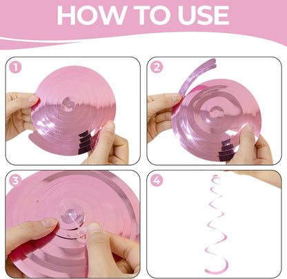 24 PCS Pink Hanging Swirl, Sparkle Ceiling Hanging Decorations, Plastic Streamer Party Decorations with Double-Swirls and Single-Swirls for Birthday Decorations, Easter, Graduation, Baby Shower