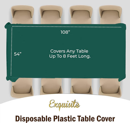 12-Pack Premium Plastic Tablecloth 54in. x 108in. Rectangle Table Cover - Dark Blue - Colors B