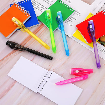 12 PCS Invisible Ink Pen and Mini Notebook,Spy Pen with UV Light for Kids,Disappearing Ink Pens for Writing Secret Message,Magic Marker for Birthday Party Favors,Halloween,Christmas