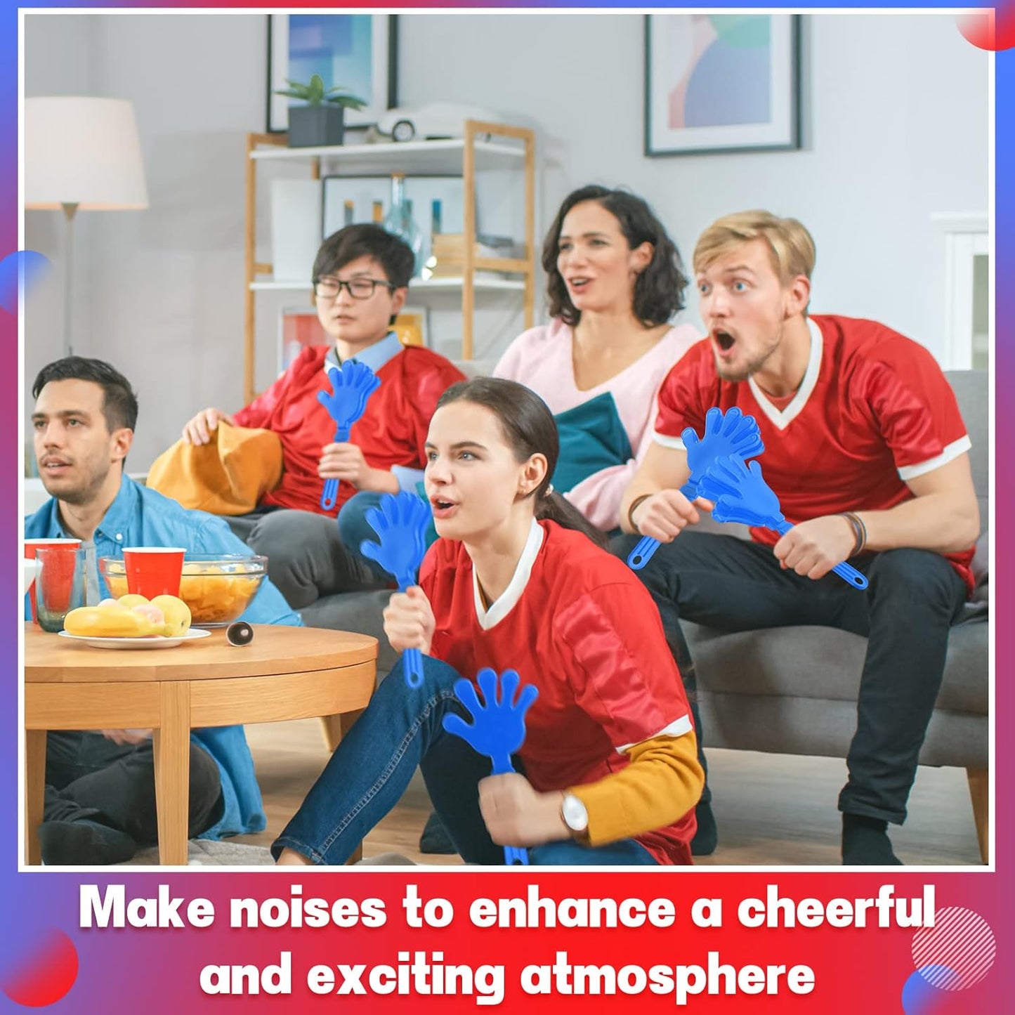4 Pieces Jumbo Hand Clappers 11 Inch Noise Makers Party Favors Giant Large Hand Clappers Noise Makers for Sporting Events Cheers Ball Dance Basketball Football Noisemakers (Red)