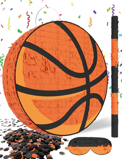 Soccer Piñata – Includes Wooden Stick, Blindfold, and Confetti – 13"x13"x3" – Perfect for Sports Party Decorations and Soccer Pinatas for Birthday Party