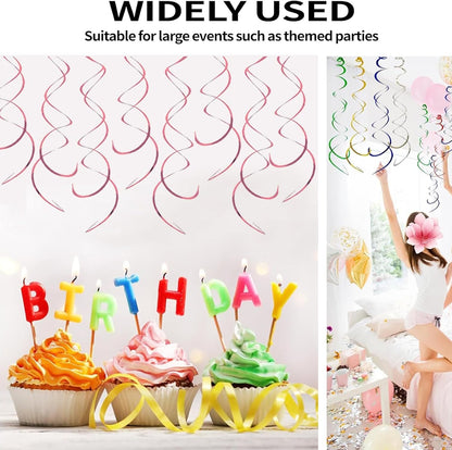 30 Pieces Hanging Swirl Party Decorations Foil Decorations Ceiling Swirl Spiral Hanging Plastic Streamer for Ceiling Birthday Graduation Wedding Celebration Baby Shower Party Supply (Black)