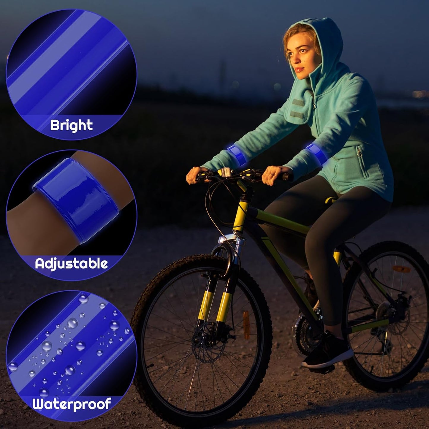 20 Pcs Reflector Snap Bands Fluorescent Slap Armbands High Visibility Slap Reflector Strips Safety Bands for Children Adults Boys and Girls When Cycling Running Hiking Jogging