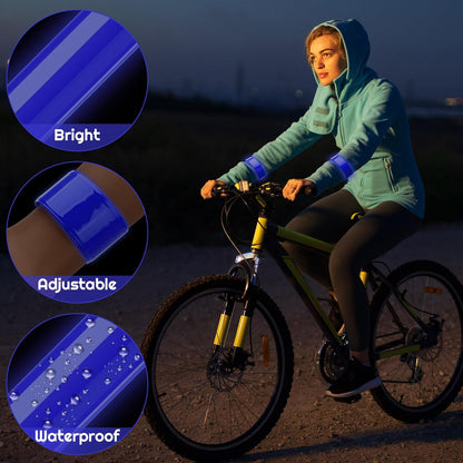 20 Pcs Reflector Snap Bands Fluorescent Slap Armbands High Visibility Slap Reflector Strips Safety Bands for Children Adults Boys and Girls When Cycling Running Hiking Jogging
