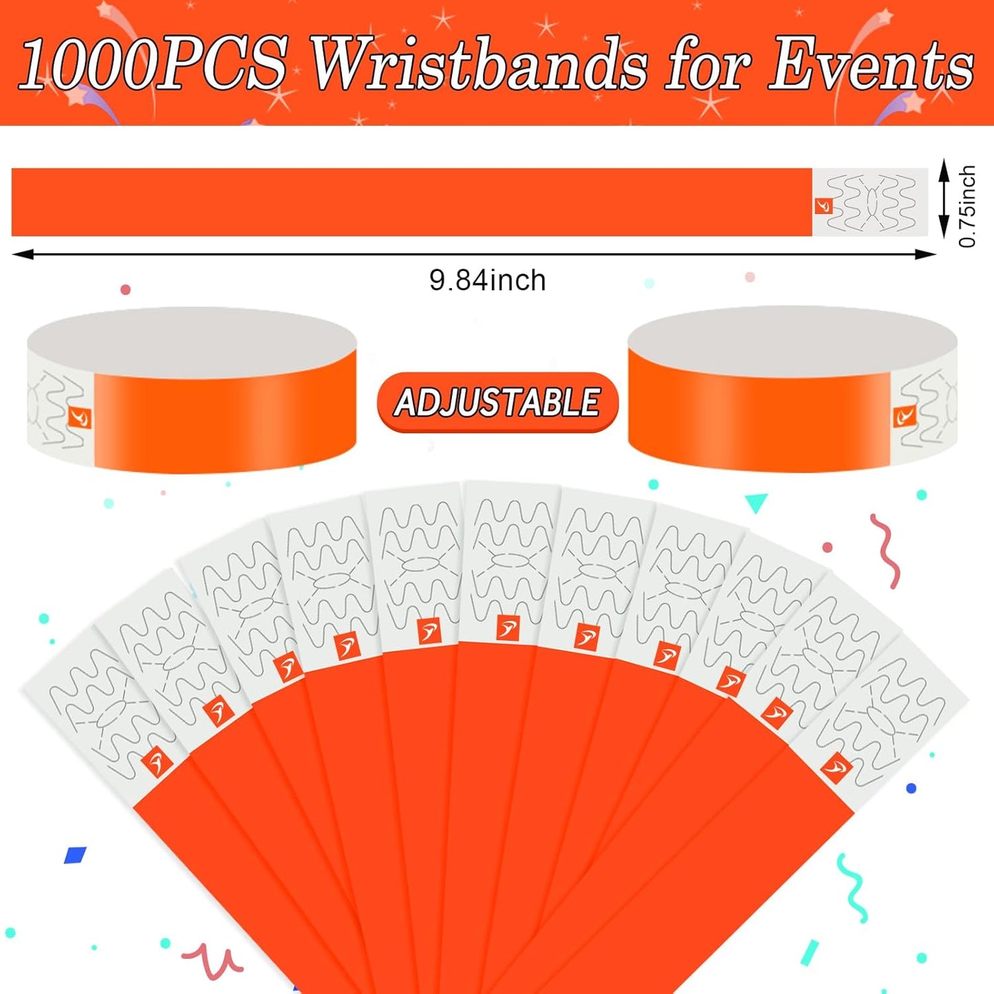 1000 Pcs Paper Wristbands for Events Waterproof Wrist Bands Lightweight Festival Identification Wristbands Neon Adhesive Event Wrist Band for Party