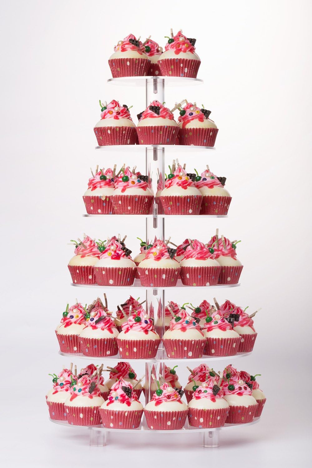 YestBuy Cupcake Stand, 6 Tier Large Cupcake Tower Display, Round Cupcake Holder, Acrylic Dessert Stand, Pastry Display Tree for Party, Wedding, Baby Shower