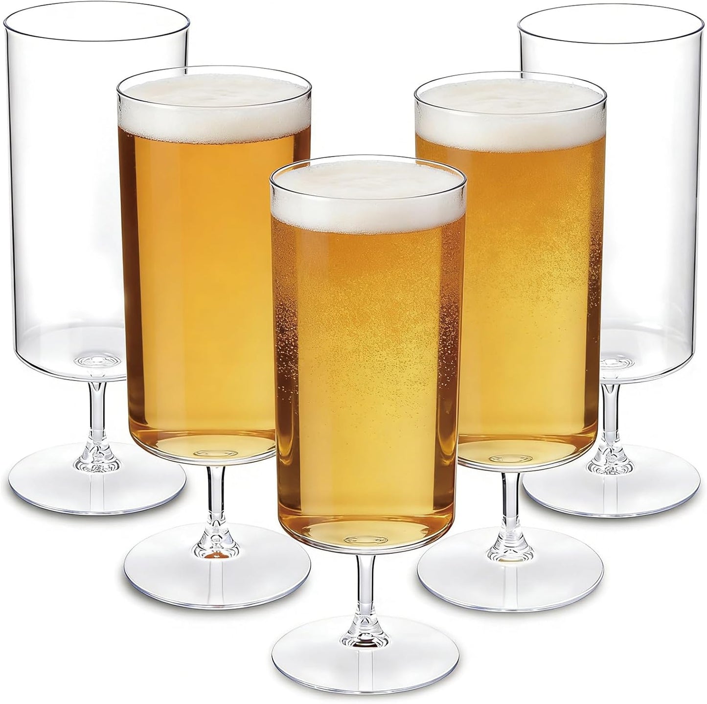 Ciaell 24 Pack Plastic Champagne Flutes - 6oz Ribbed Disposable Champagne Glasses - Clear Vintage Mimosa Glasses with Long Stem, Elegant for Weddings, Birthdays, Party