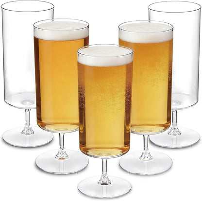 Ciaell 24 Pack Plastic Champagne Flutes - 6oz Ribbed Disposable Champagne Glasses - Clear Vintage Mimosa Glasses with Long Stem, Elegant for Weddings, Birthdays, Party