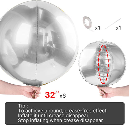 PartyWoo Metallic Gold Foil Balloons 20pcs Different Sizes Pack of 22 15 10 Inch Large Round Foil 4D Inflatable Mirror Ball Mylar Balloons for Graduation Birthday Baby Shower Party Decorations
