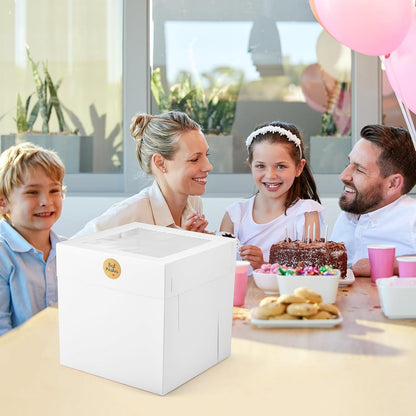 12Pcs 8x8x8 Inches Cake Boxes, Pink Square Bakery Boxes with Window, Disposable Cake Carrier Container for Pastries, Pie, Cookies, Chocolates, Cupcakes, Birthday Party, Wedding