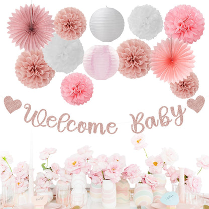 2026 Blue Class-Congratulations Prom Graduation Party-Decorations - 22pcs High School College Grad Supplies Decor,Royal Navy White Silver Tissue Pom Poms Streamers, Paper Flowers Lanterns Hugmoon