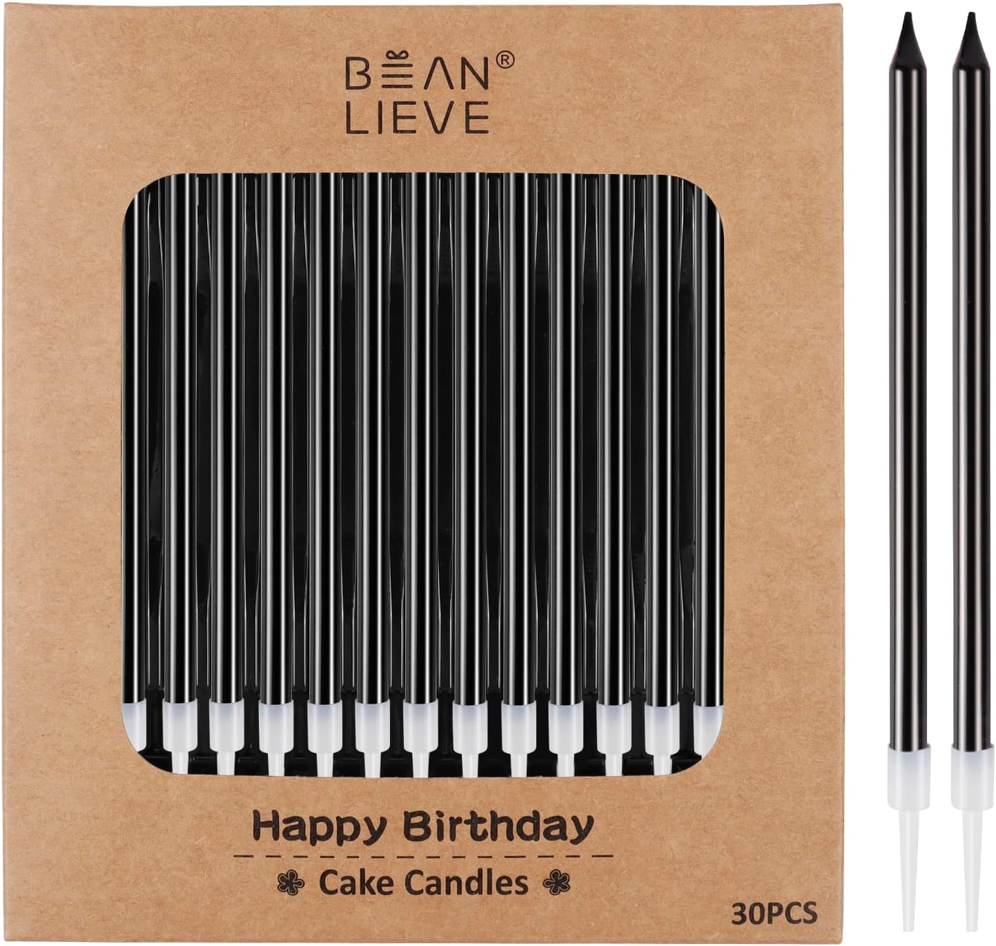 BEAN LIEVE 30-Count Champagne Gold Long Thin Metallic Birthday Candles, Cake Candles, Birthday Parties, Wedding Decorations, Party Candles, Cake Decorations