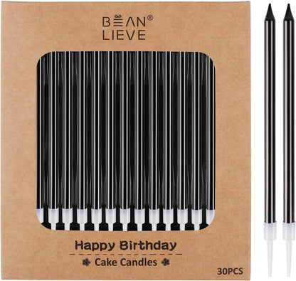 BEAN LIEVE 30-Count Champagne Gold Long Thin Metallic Birthday Candles, Cake Candles, Birthday Parties, Wedding Decorations, Party Candles, Cake Decorations
