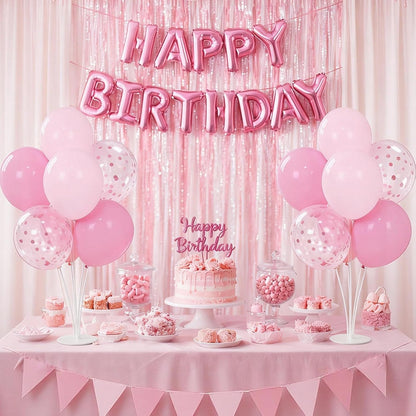4 Sets Balloon Stand Kits, Balloon Sticks Holder with Base for Table Light Pink Party Decorations for girl Birthday Wedding Graduation Party Gender Reveal Baby Shower Graduation Decorations 2026