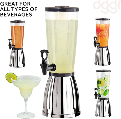 OGGI Beer Tower 88oz - Beverage Dispenser with Spigot & Ice Tube, Margarita Tower, Mimosa Tower, Perfect Drink Dispensers for Parties, Drink Tower, Holds 6 Pints of Beer – Stainless