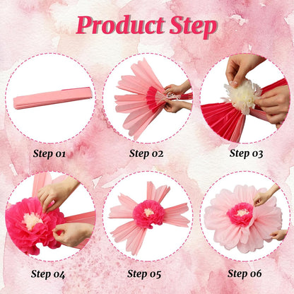 Giegxin 20 Pcs 31.5'', 23.6'', 11.8'', 9.8'' Pink Giant Paper Flower Boho Large Tissue Flower for Wall Pink Pom Pom Floral Decoration for Wall Wedding Bridal Shower Classroom Tea Party Birthday Decor