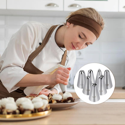 7 Pcs Drop Flower Piping Tips Set, 107, 109, 129, 131, 191, 224, 225 Stainless Steel Icing Tip for Swirl, Rosette, Cake Cookie Decorating Floral Patterns