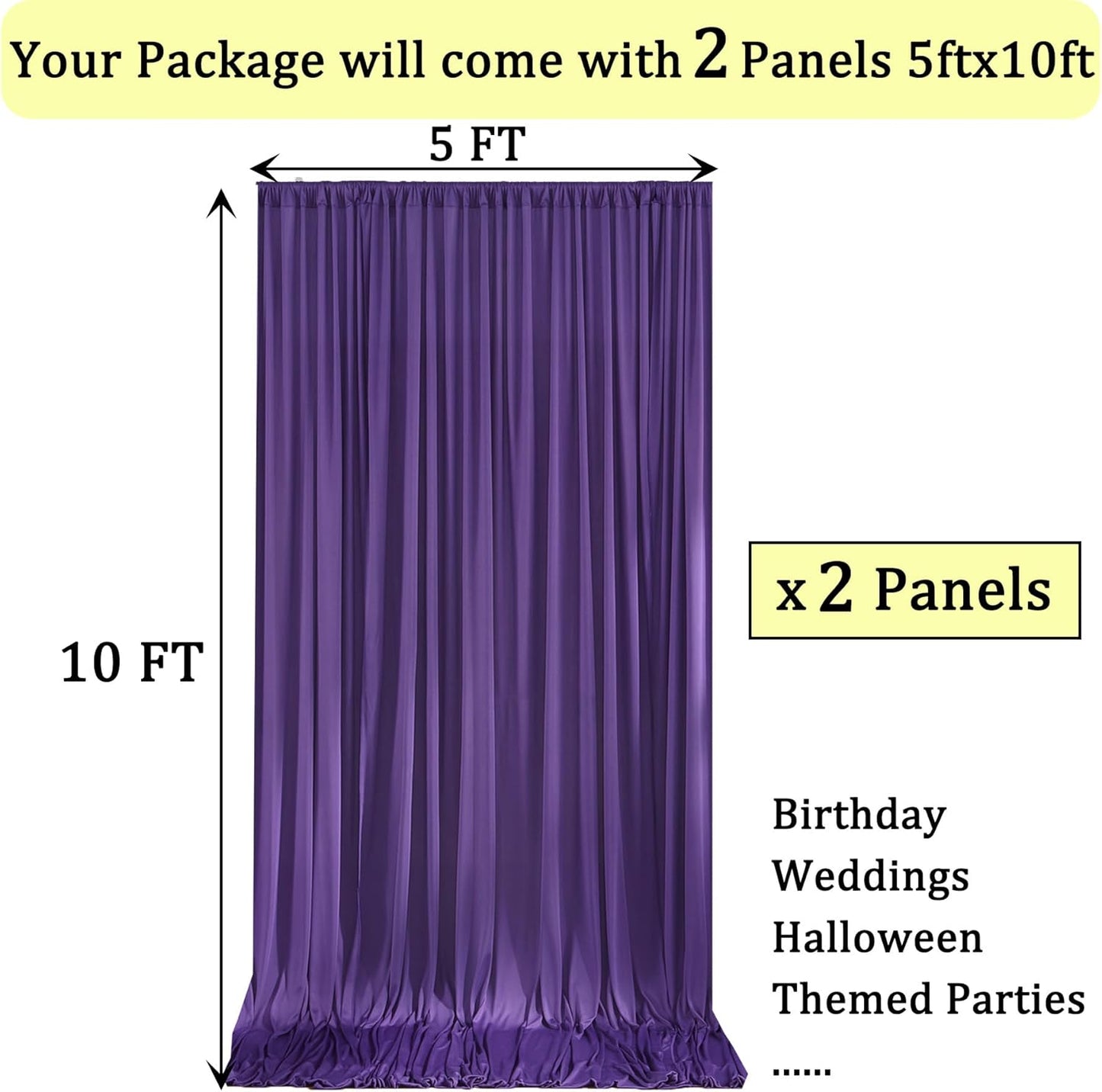 10ftx10ft Black Backdrop Curtains for Weddings Parties, Wrinkle Free 2 Panels Silky Polyester Photo Backdrop Drapes Back Drop Cloth Drapery for Birthday Mother'sDay Photography Background