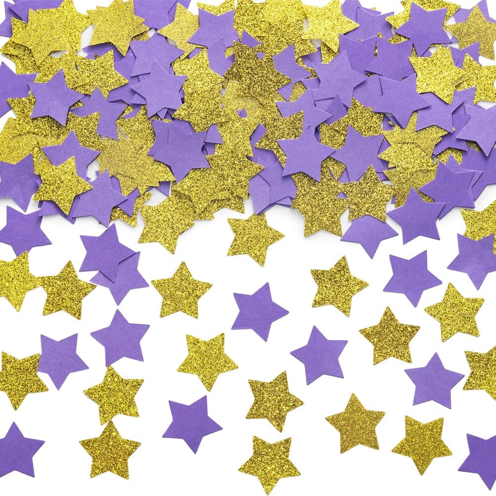 MOWO Glitter Five Stars Confetti Wedding Party Decor and Table Decor, 1.2’’ in Diameter (Glitter Gold,200pc)