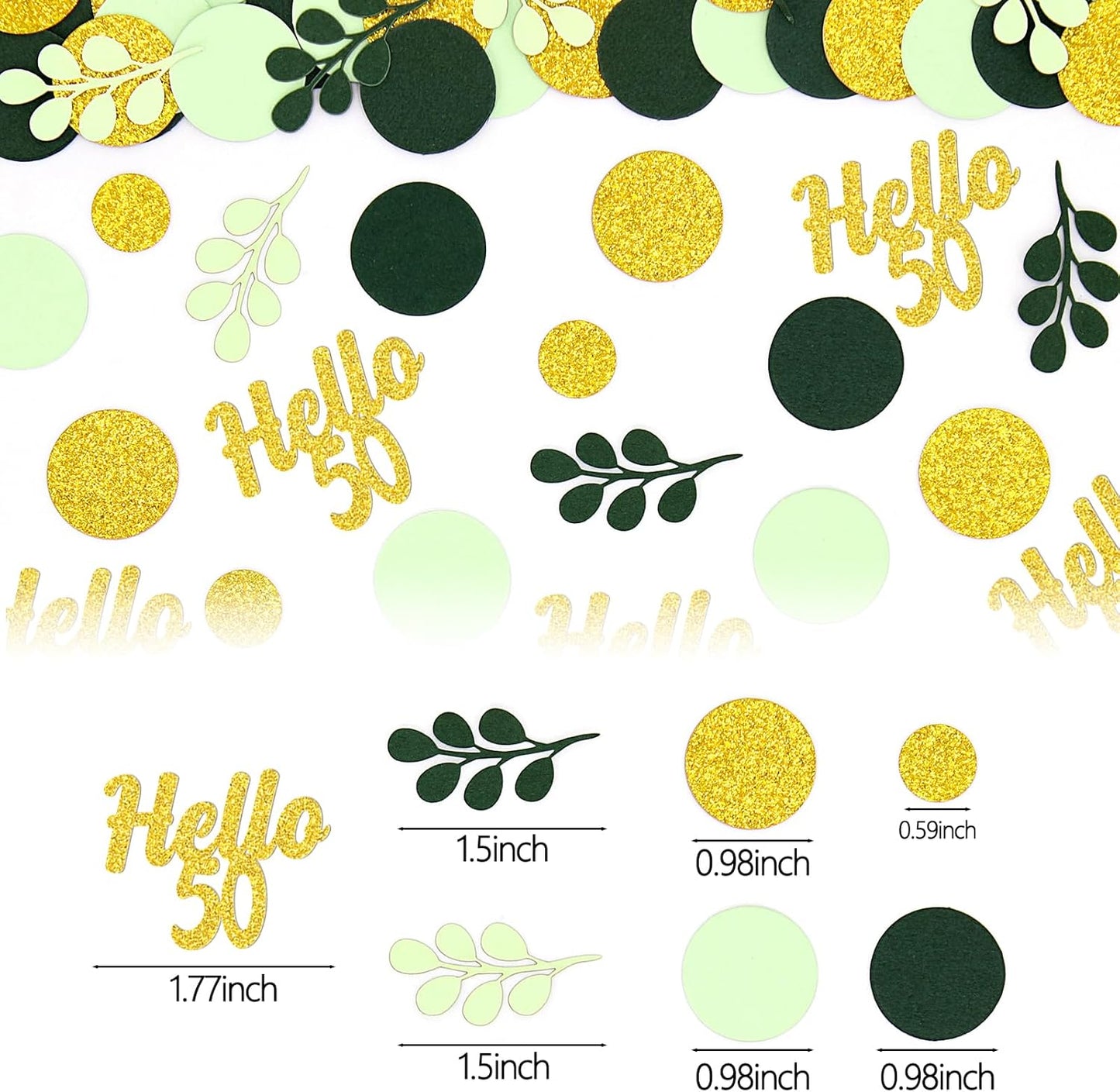 300PC Greenery Happy Birthday Confetti for Table Gold Glitter and Sage Green Birthday Party Decorations for Kids/Adult