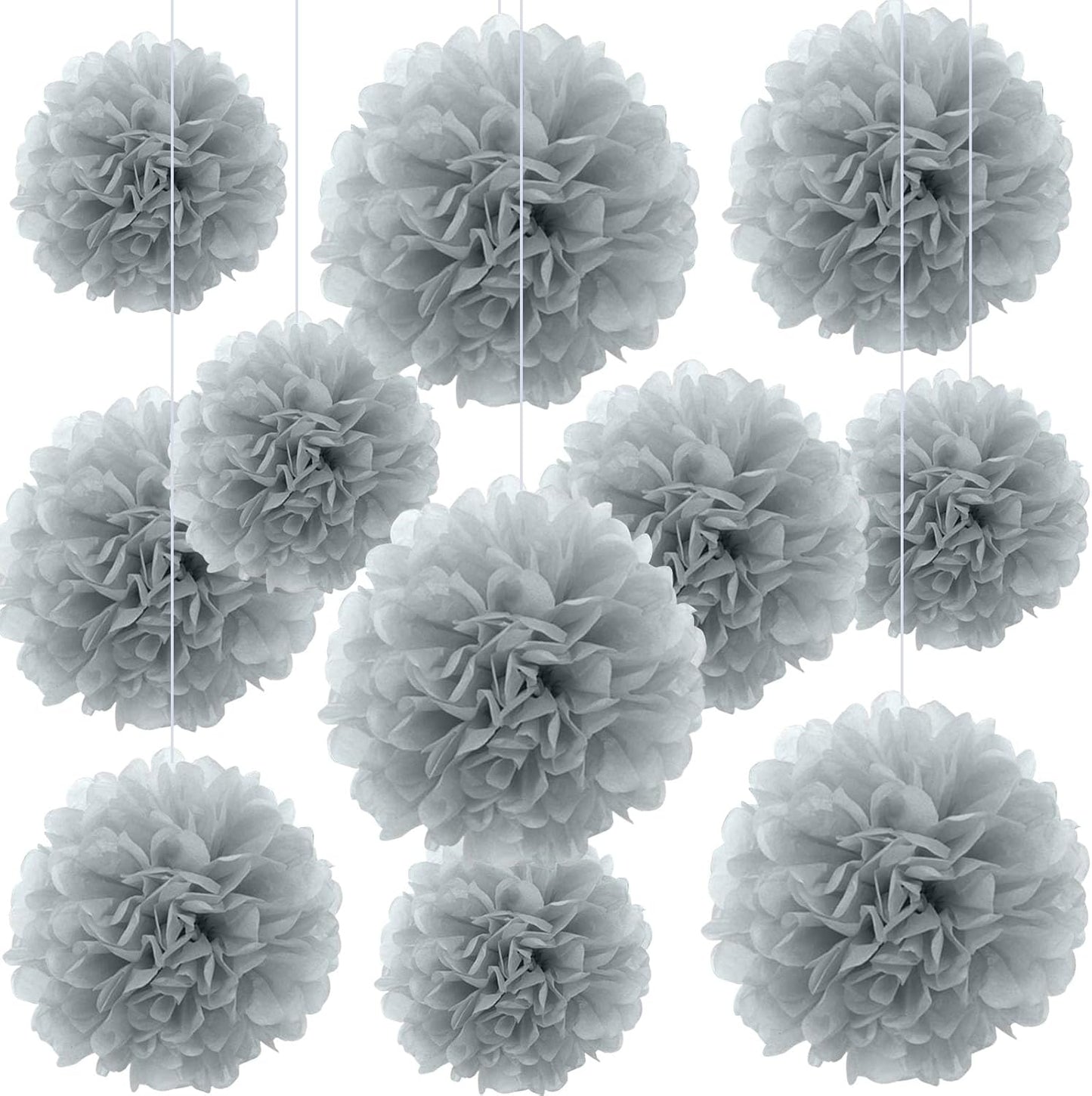 20 PCS Orange Tissue Paper Pom Poms, Tissue Pom Poms Flowers, Sizes of 6", 10", 12", 14" Hanging Paper Flower Ball for Wedding, Birthday, Halloween, Christmas, Baby Shower Party Decor