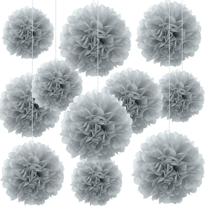 20 PCS Orange Tissue Paper Pom Poms, Tissue Pom Poms Flowers, Sizes of 6", 10", 12", 14" Hanging Paper Flower Ball for Wedding, Birthday, Halloween, Christmas, Baby Shower Party Decor